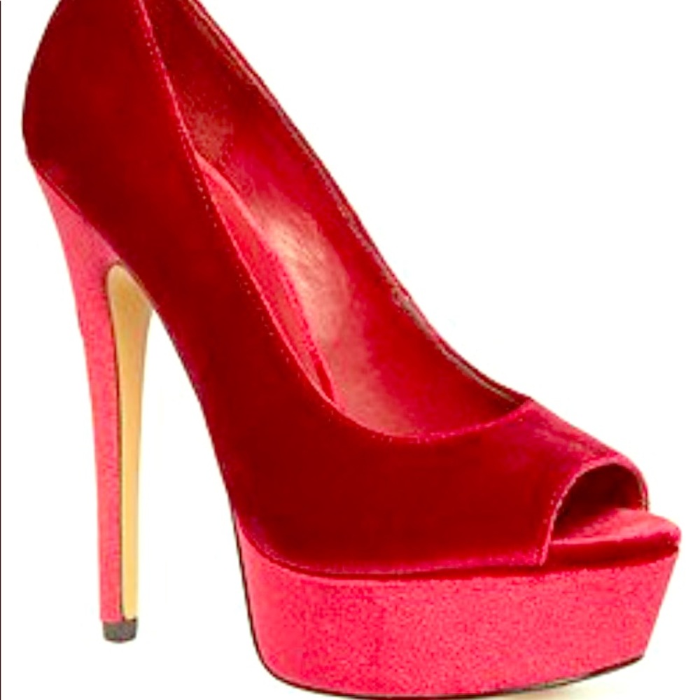 Bebe red velvet shoe